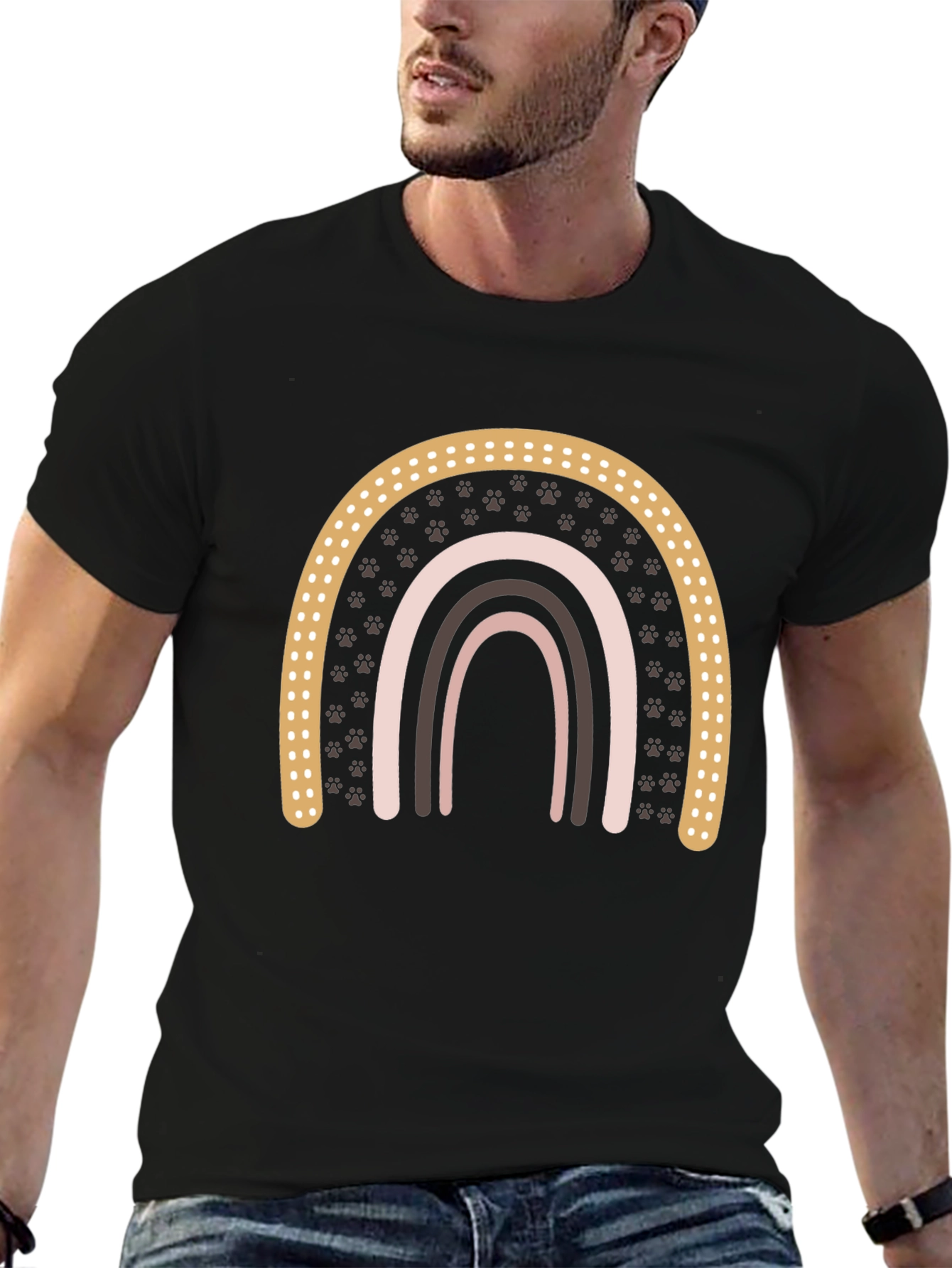 Boho Paw Print Rainbow Graphic Tee
