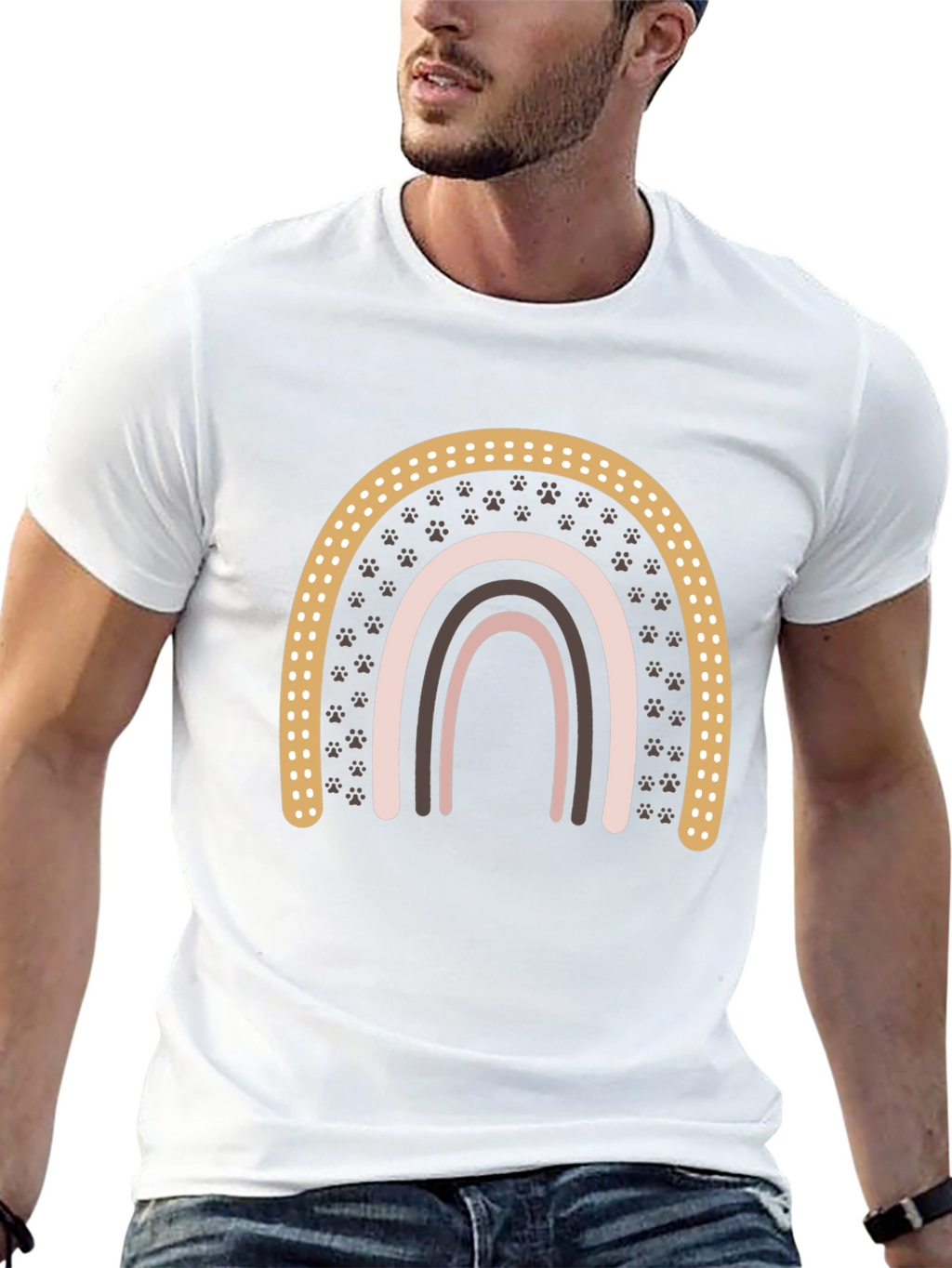 Boho Paw Print Rainbow Graphic Tee