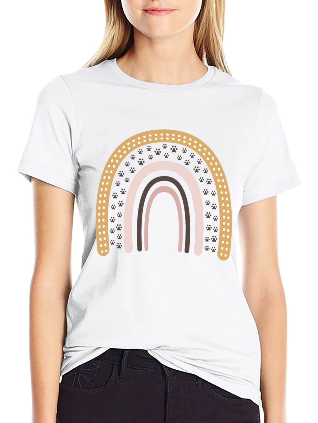 Boho Paw Print Rainbow Graphic Tee