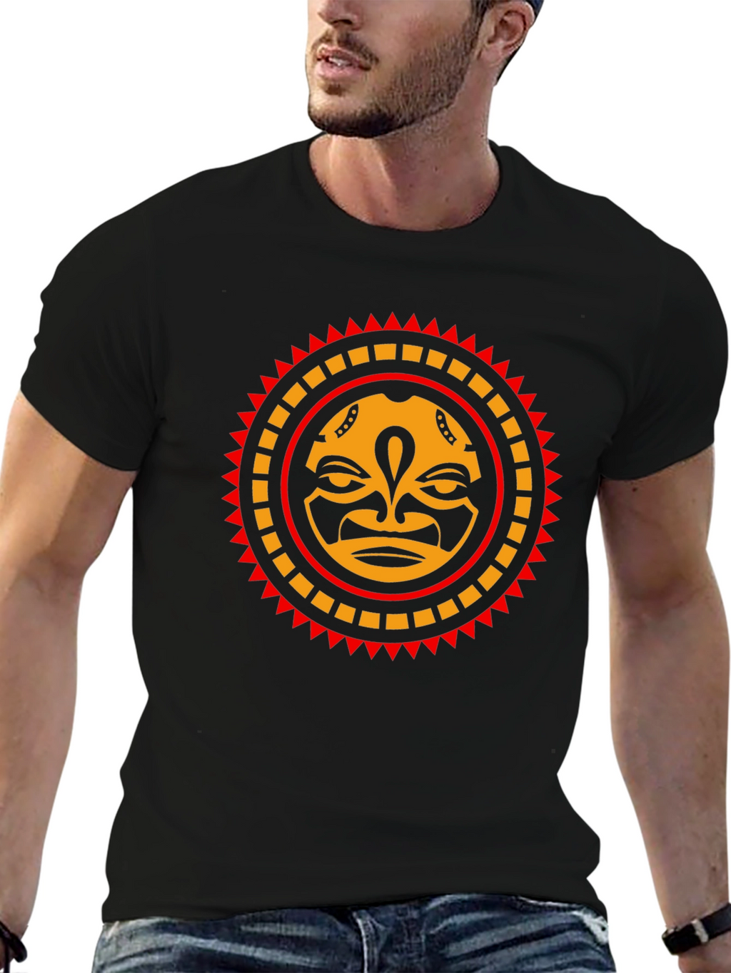 Tribal Sun Face Graphic Tee