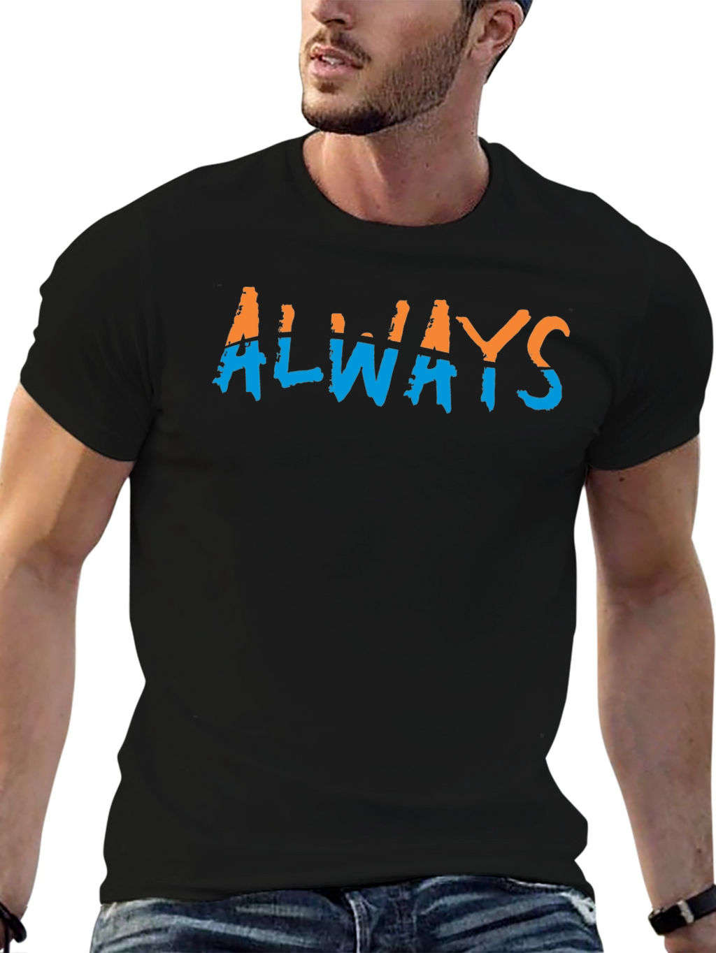 Stylish Always Graphic Print Black T-Shirt for Men