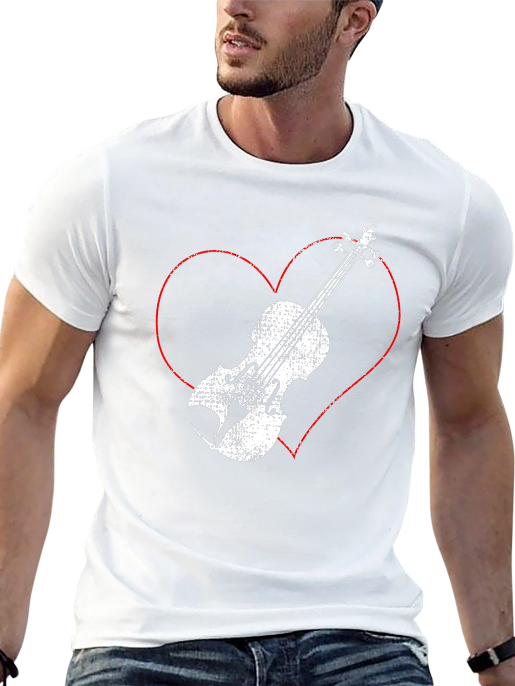 Heart Violin Graphic Tee - Music Lover Shirt