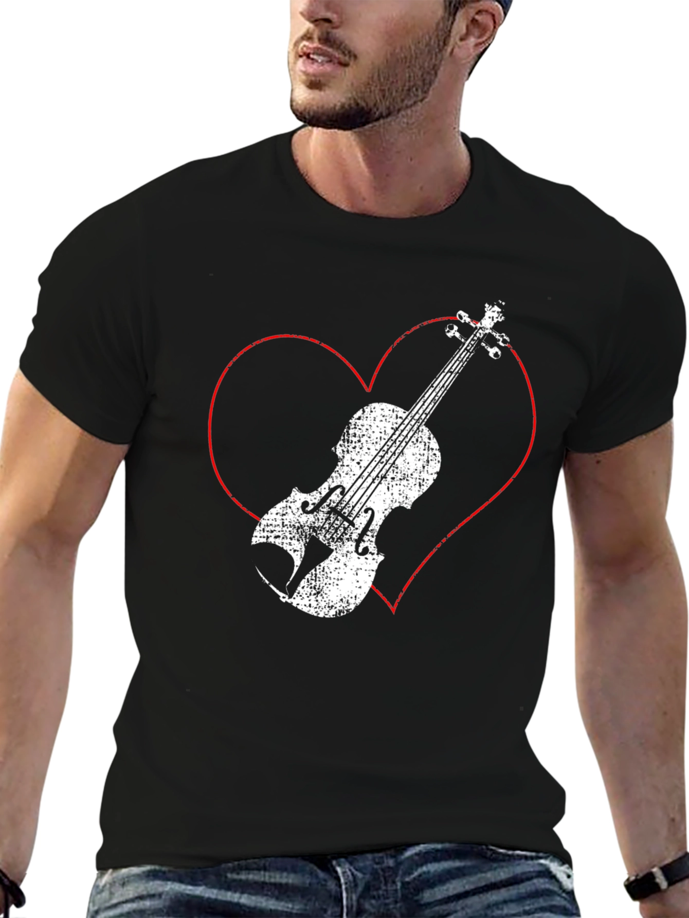 Heart Violin Graphic Tee - Music Lover Shirt
