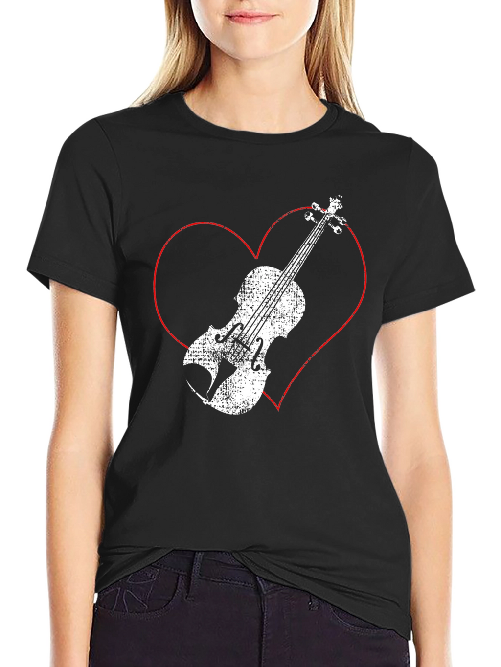 Heart Violin Graphic Tee - Music Lover Shirt