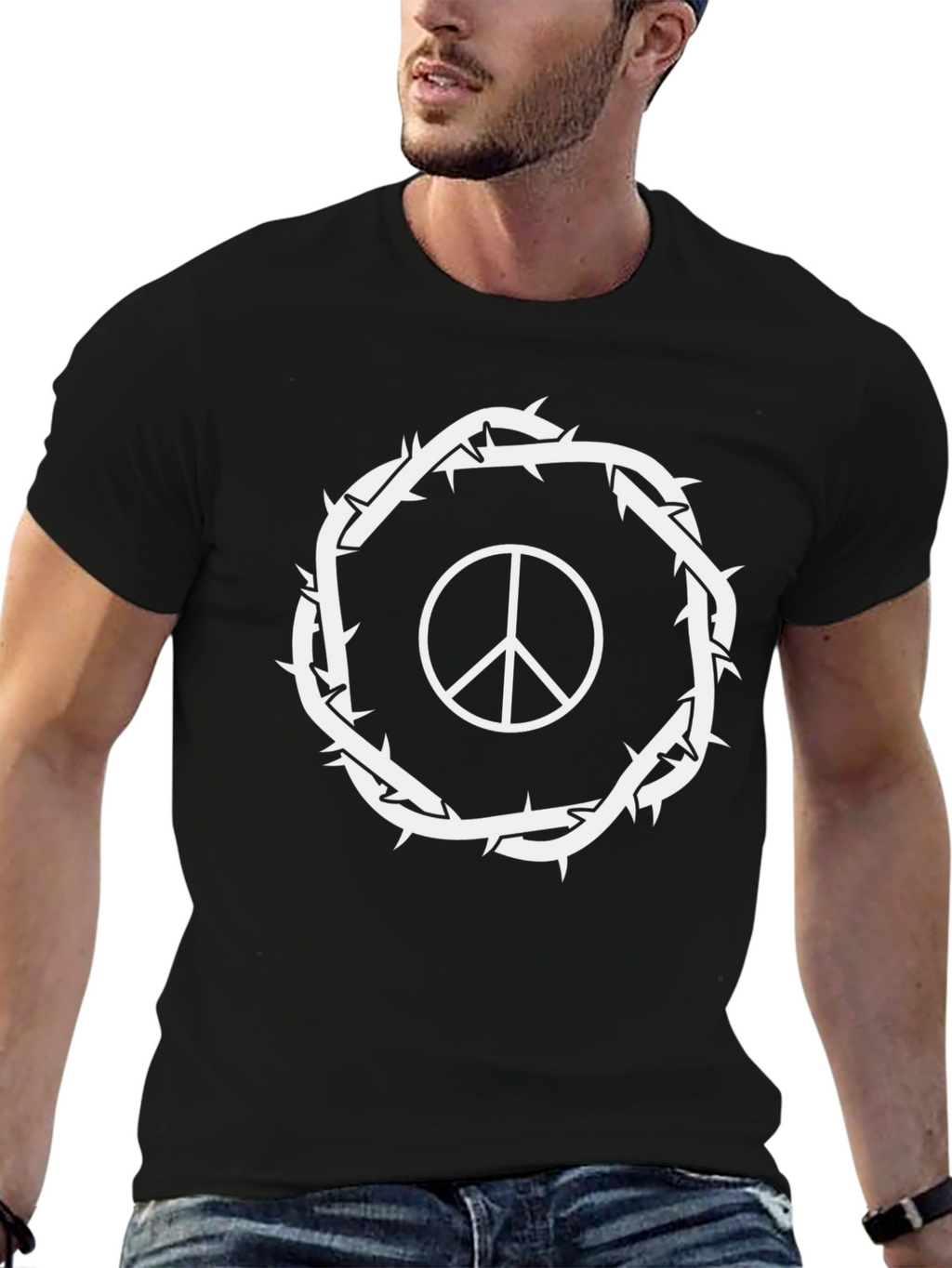 Peace Sign Crown of Thorns Graphic T-Shirt