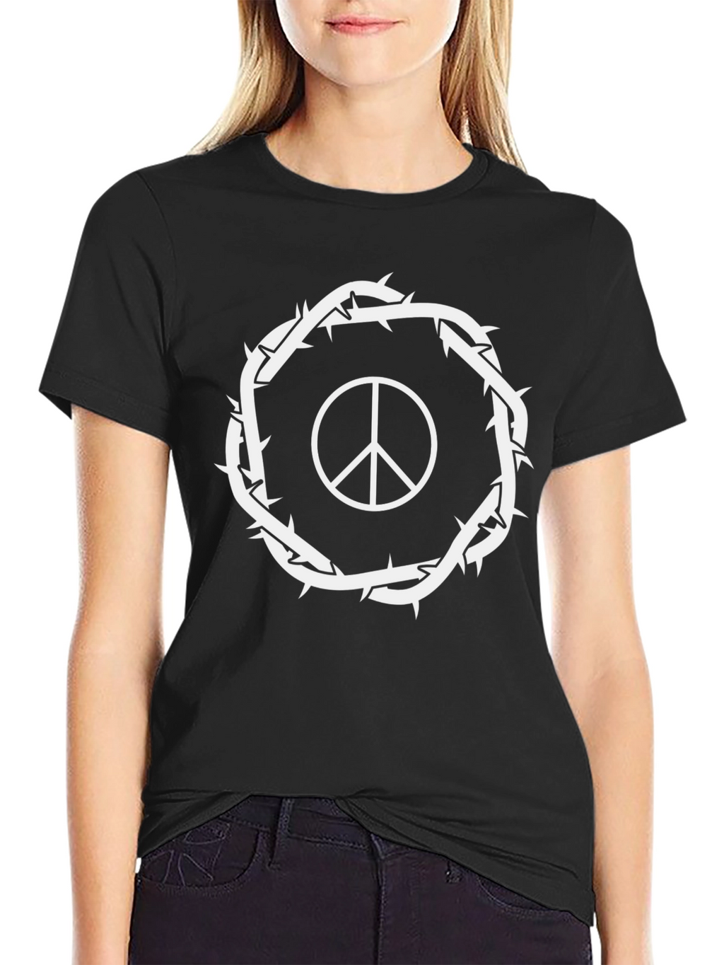 Peace Sign Crown of Thorns Graphic T-Shirt