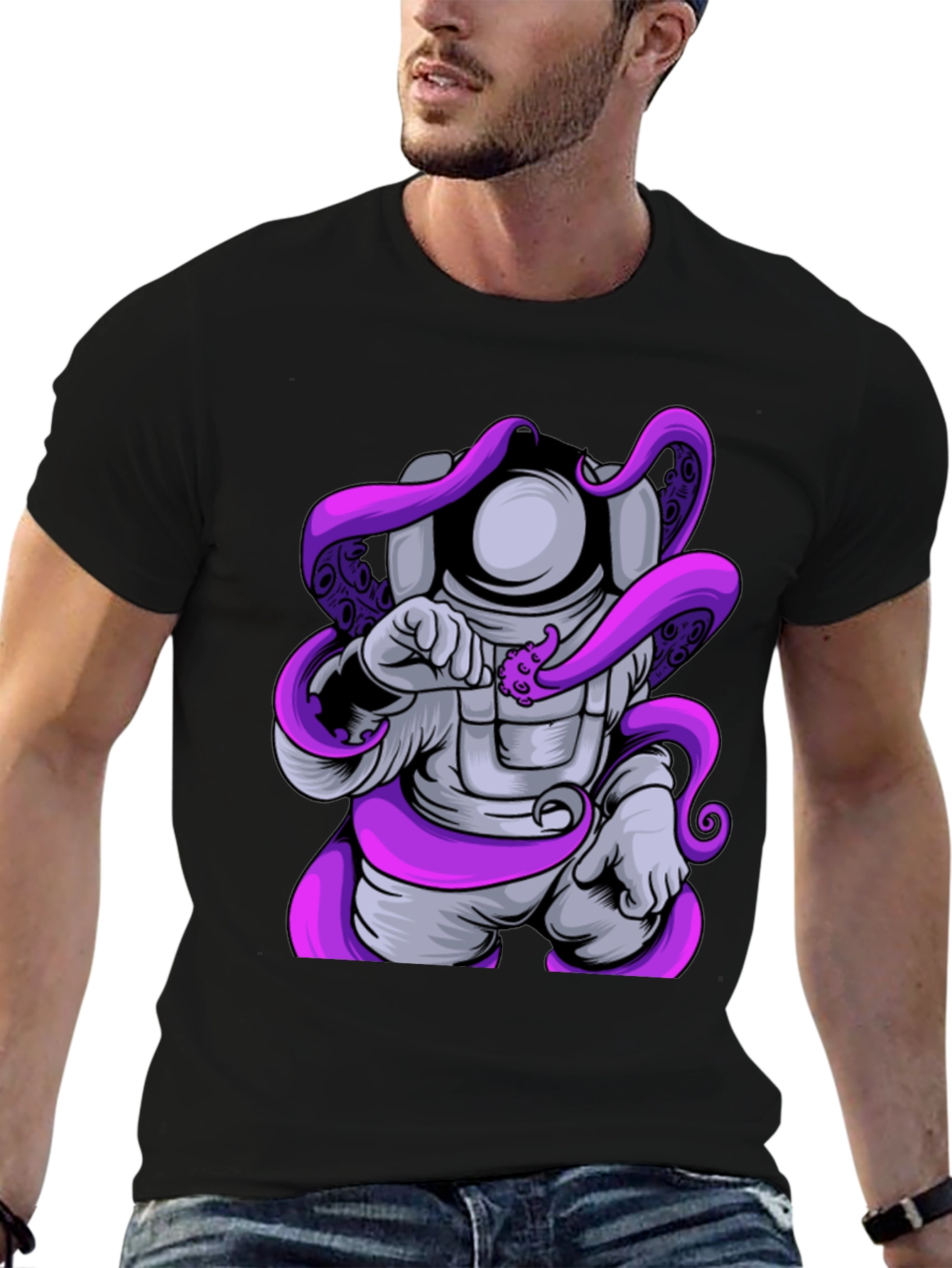Astronaut Octopus Graphic T-Shirt