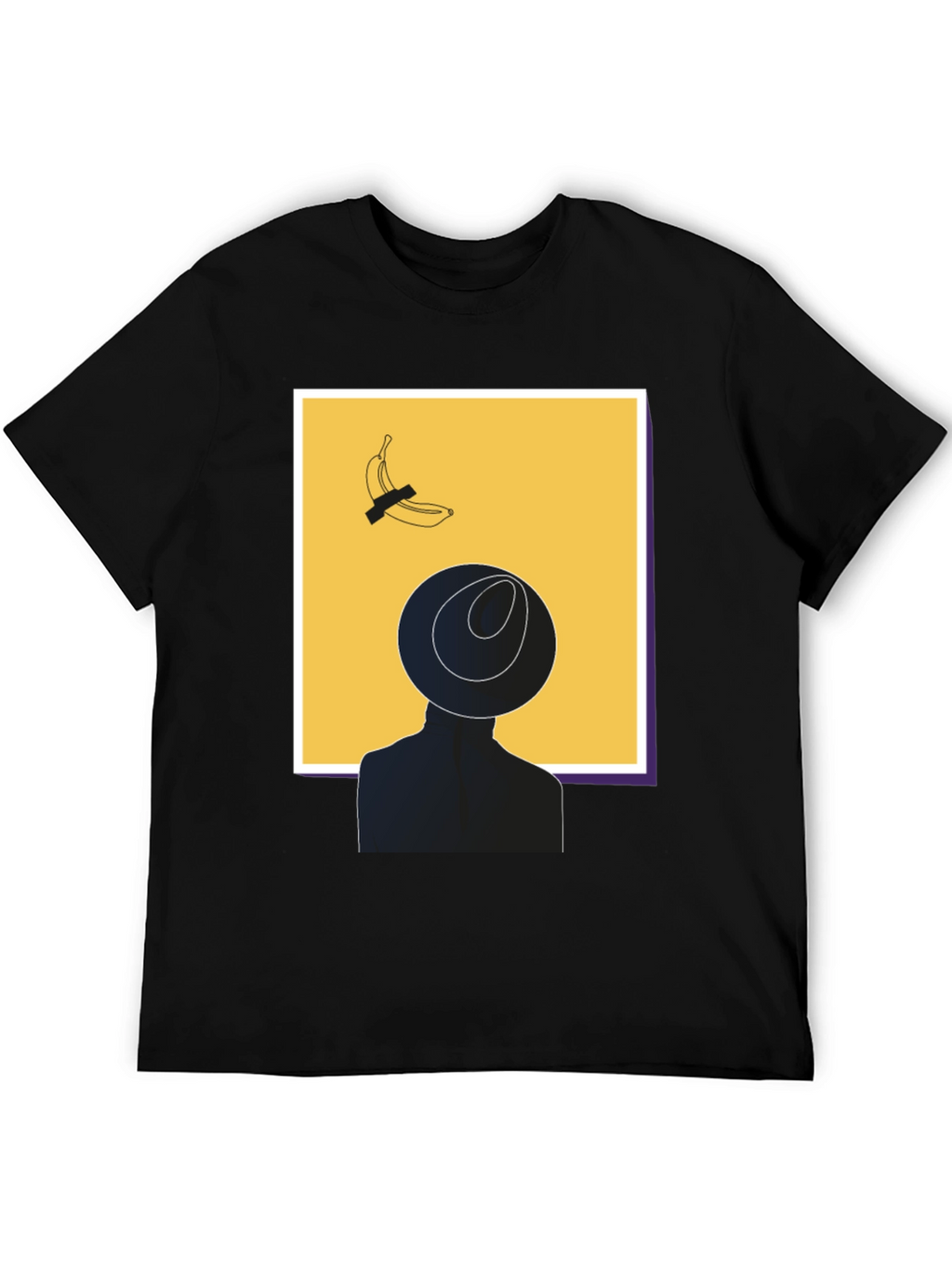 Modern Art Graphic T-Shirt - Banana & Silhouette