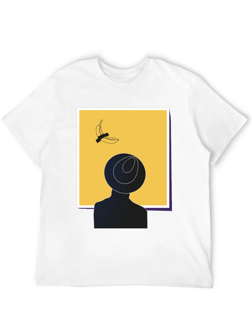 Modern Art Graphic T-Shirt - Banana & Silhouette