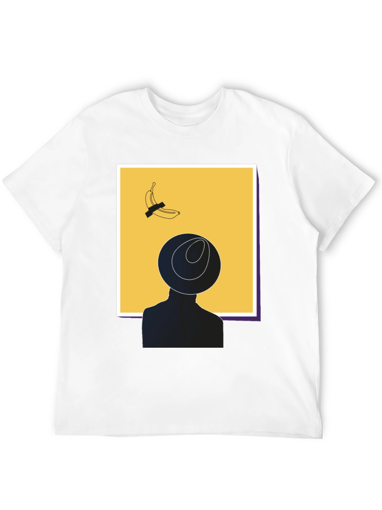 Modern Art Graphic T-Shirt - Banana & Silhouette