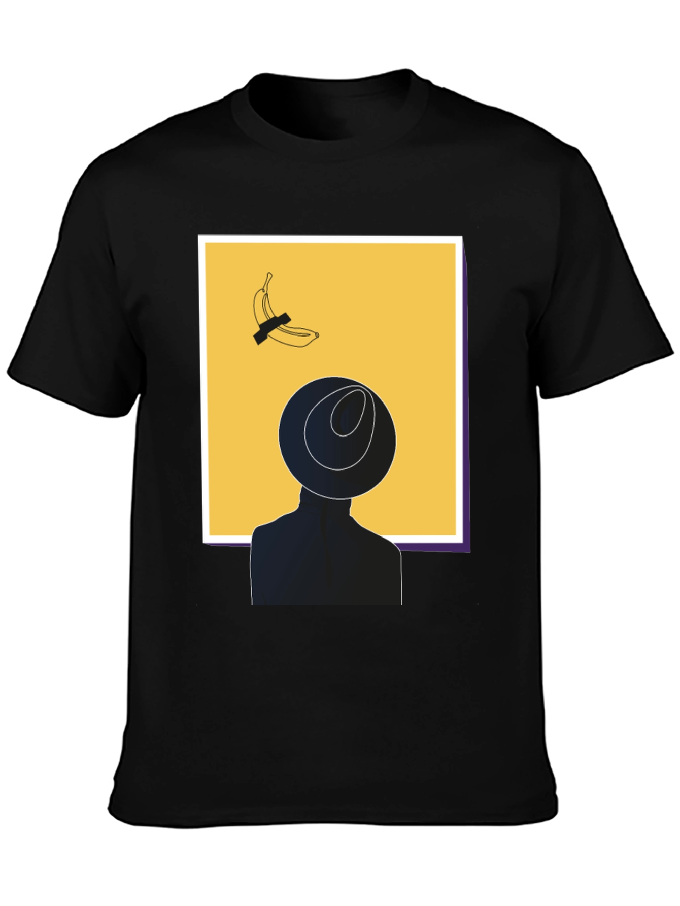 Modern Art Graphic T-Shirt - Banana & Silhouette