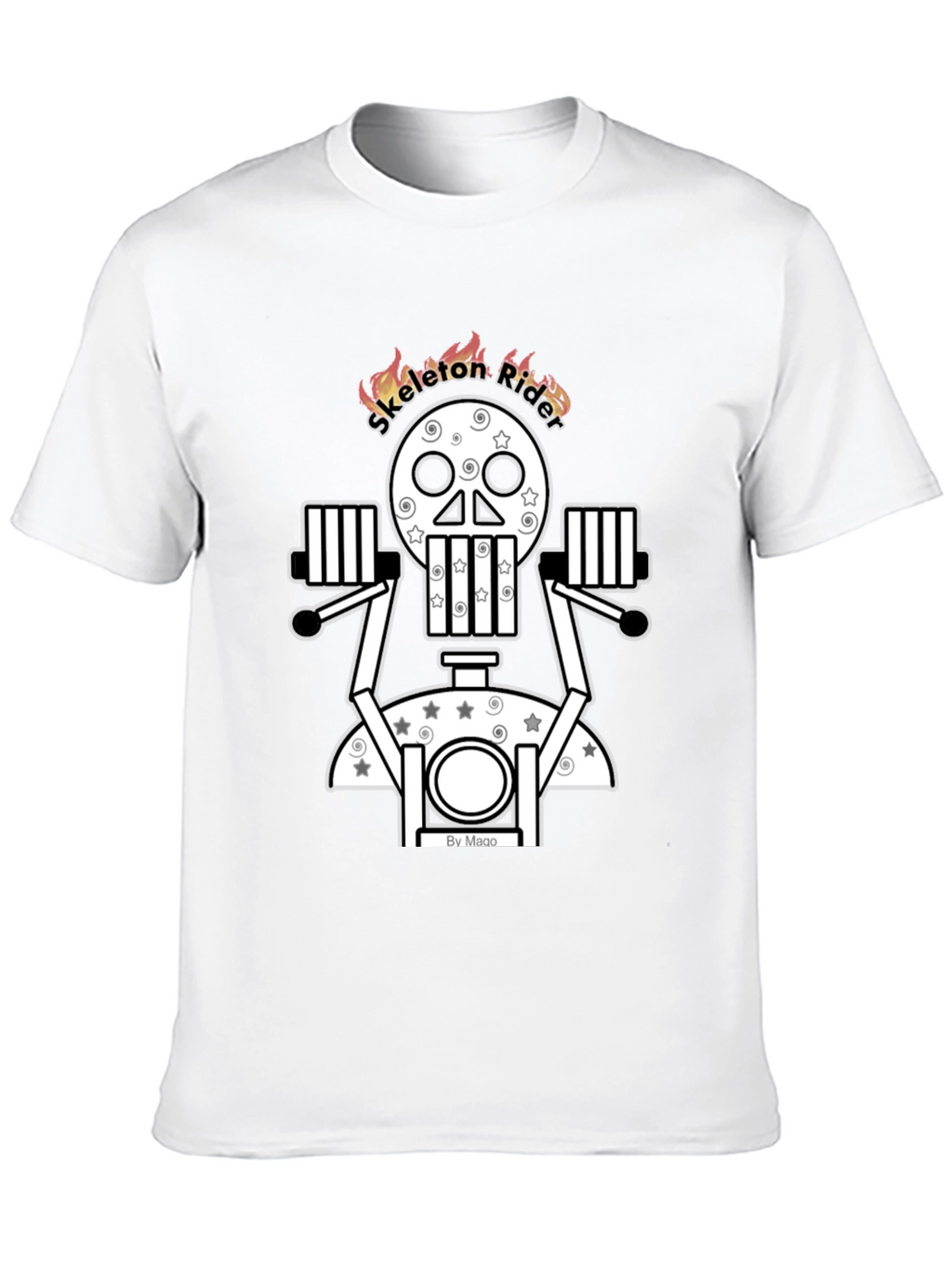 Skeleton Rider Graphic Tee - Black Cotton Blend T-Shirt