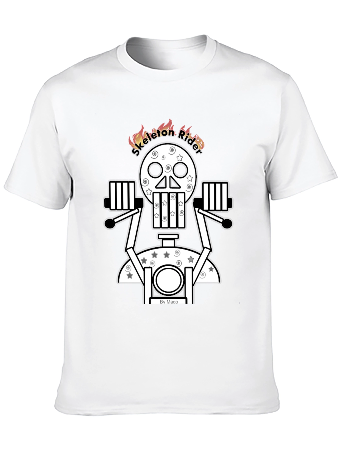 Skeleton Rider Graphic Tee - Black Cotton Blend T-Shirt