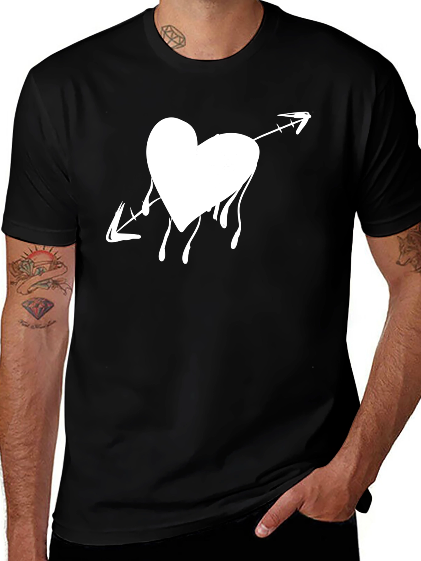 Heart Arrow Black Tee - Express Your Style