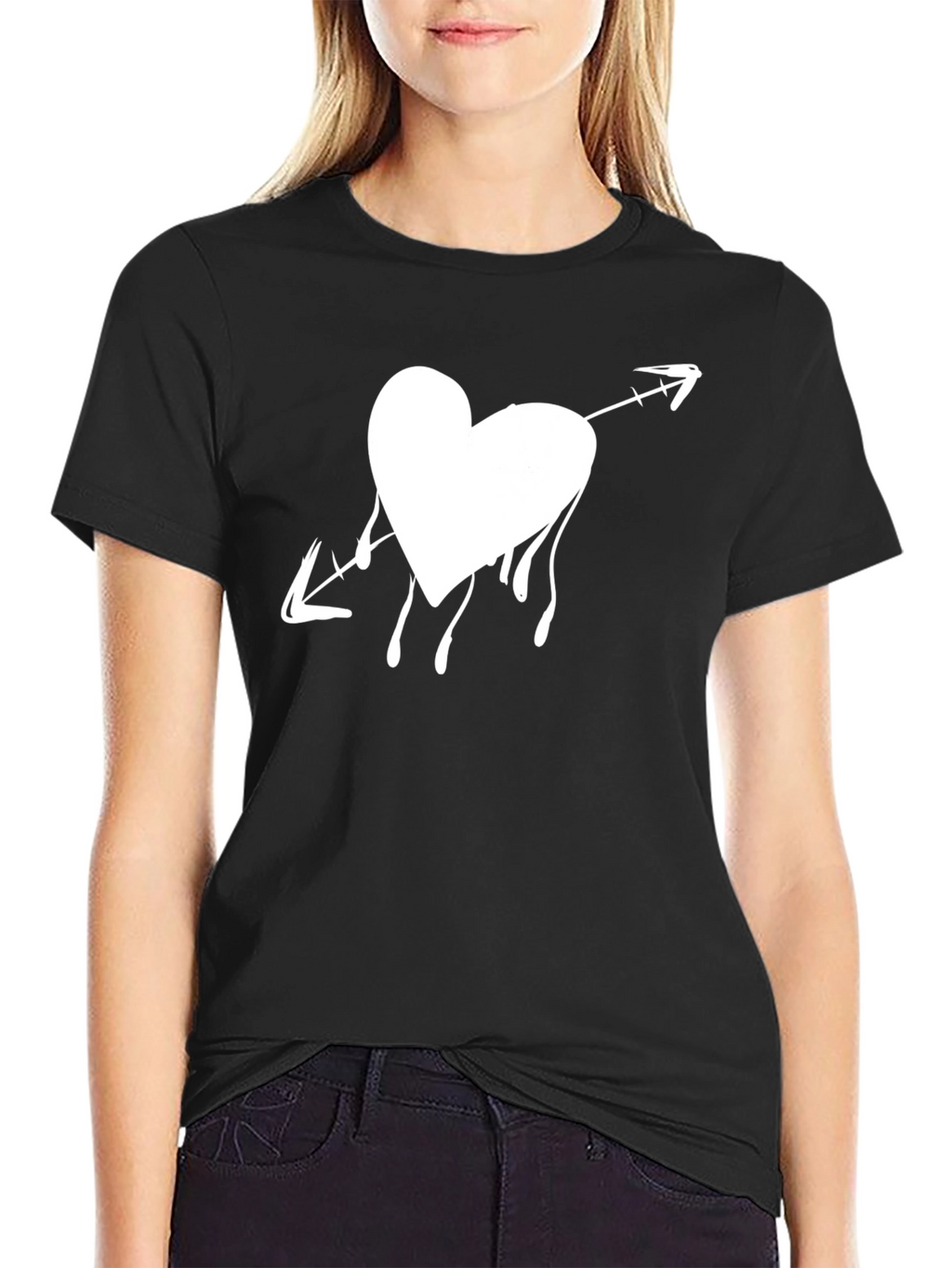 Heart Arrow Black Tee - Express Your Style