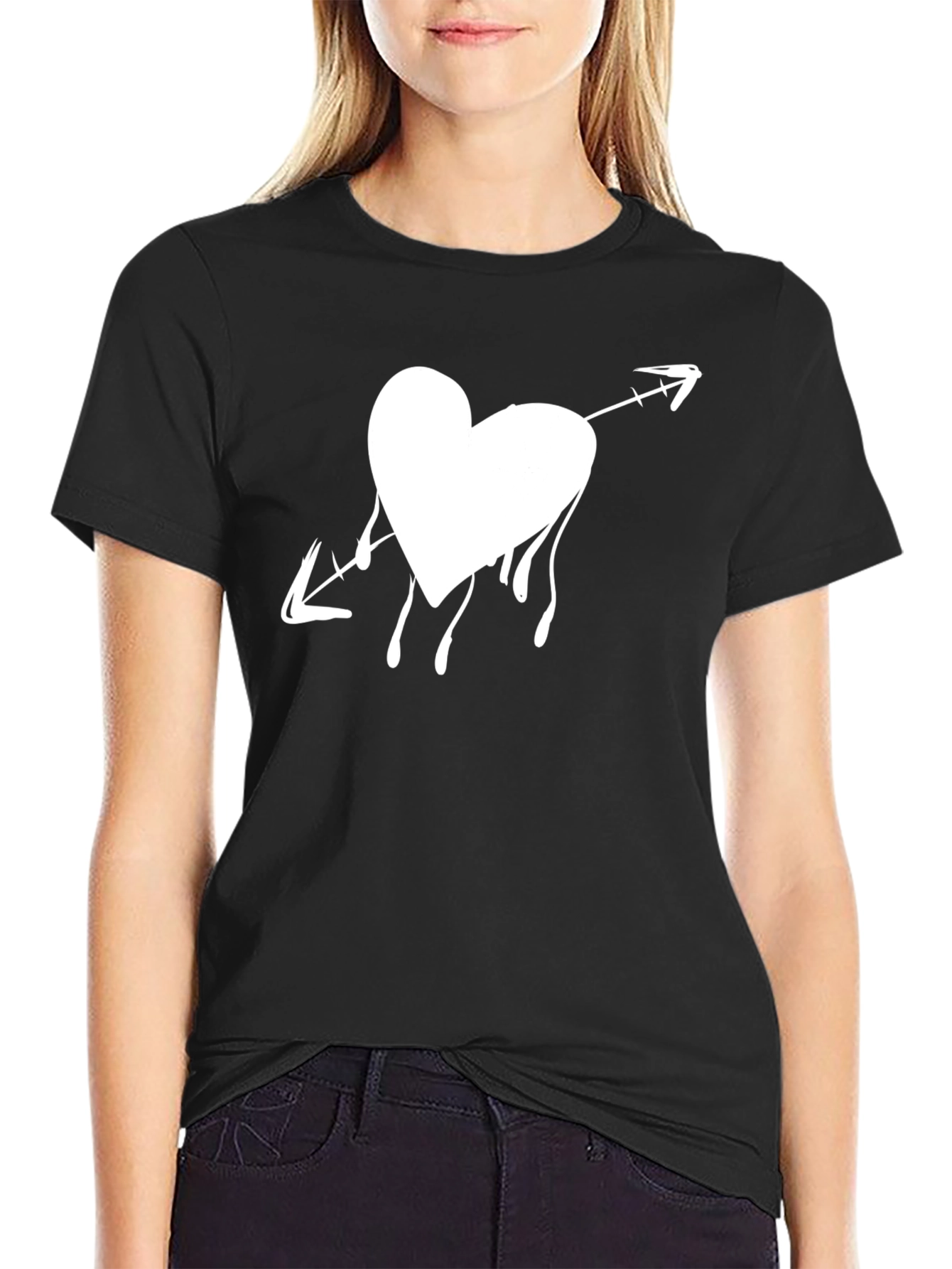 Heart Arrow Black Tee - Express Your Style