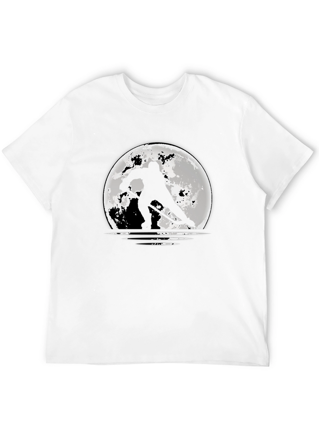 Hockey Silhouette Moon Graphic T-Shirt