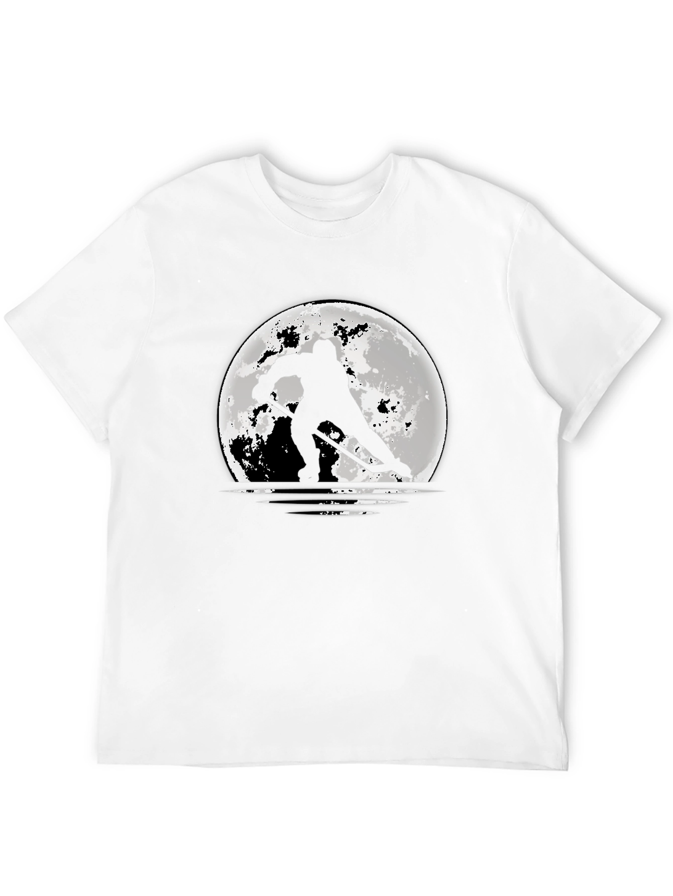 Hockey Silhouette Moon Graphic T-Shirt