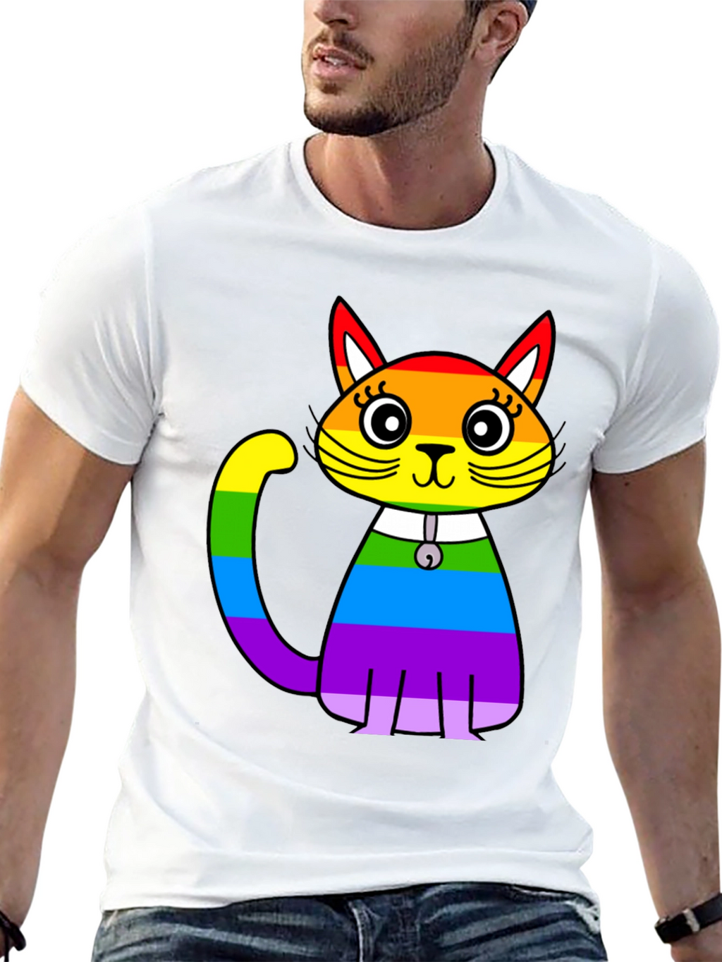 Rainbow Cat Graphic T-Shirt
