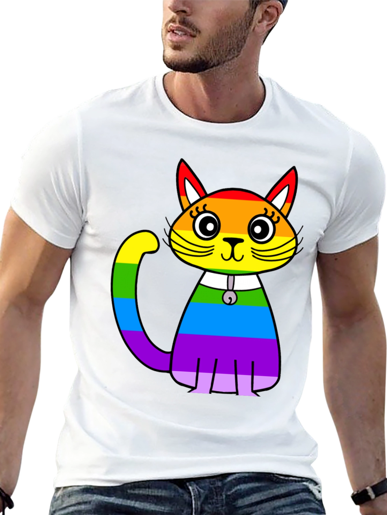Rainbow Cat Graphic T-Shirt