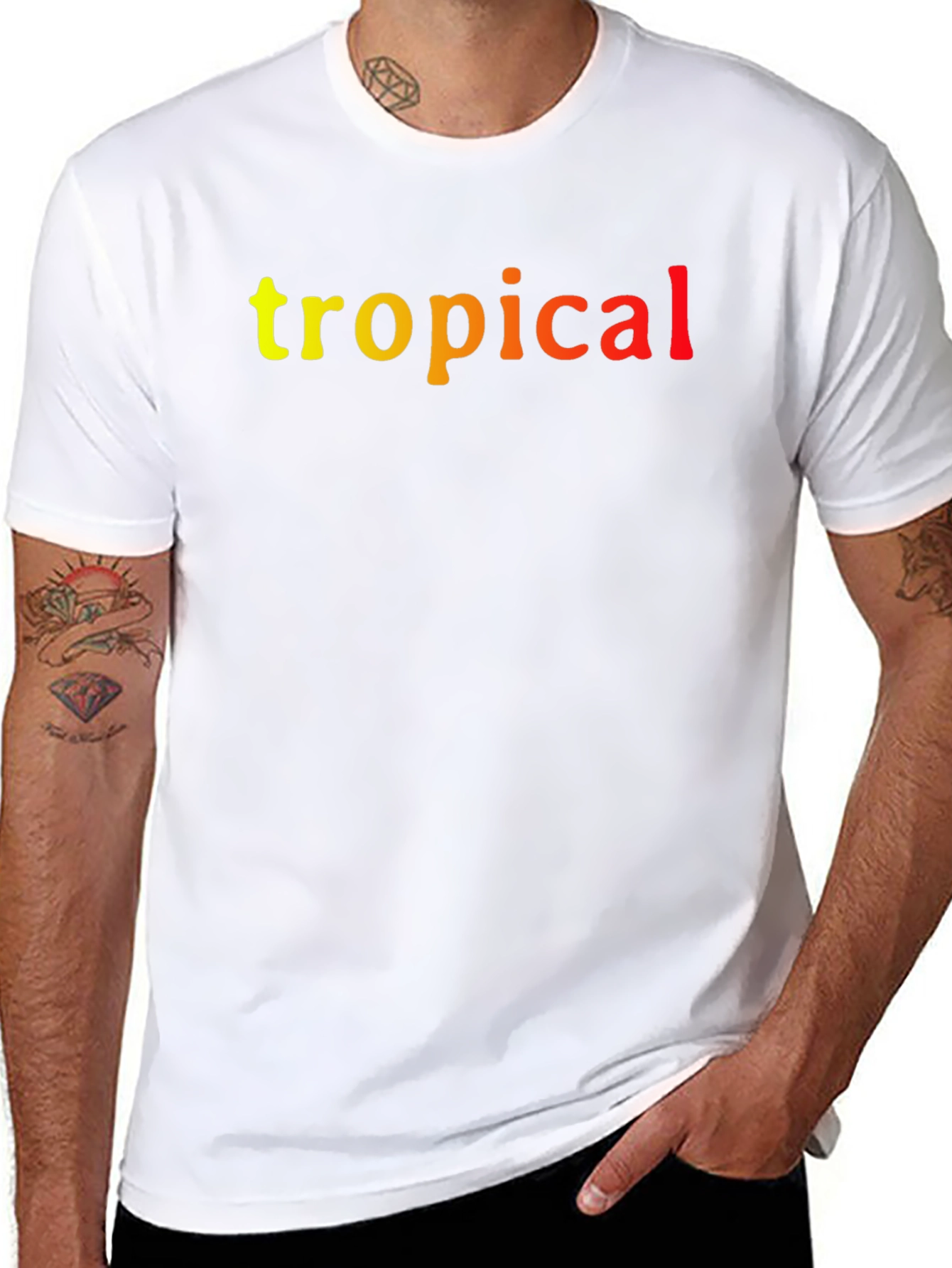 Tropical Graphic Print Black T-Shirt