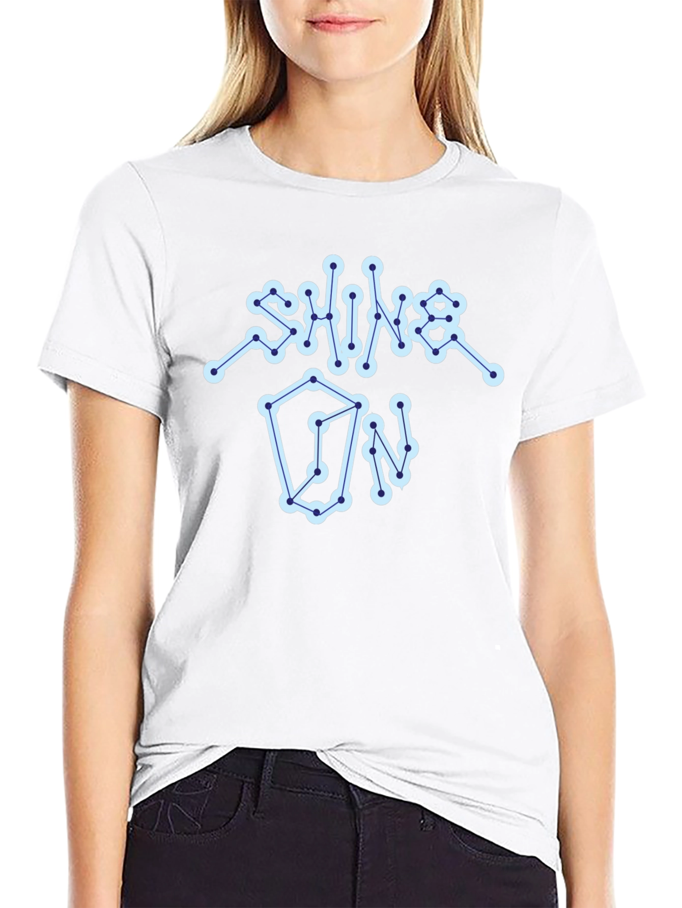 Shine On Graphic Tee - Constellation Design Black