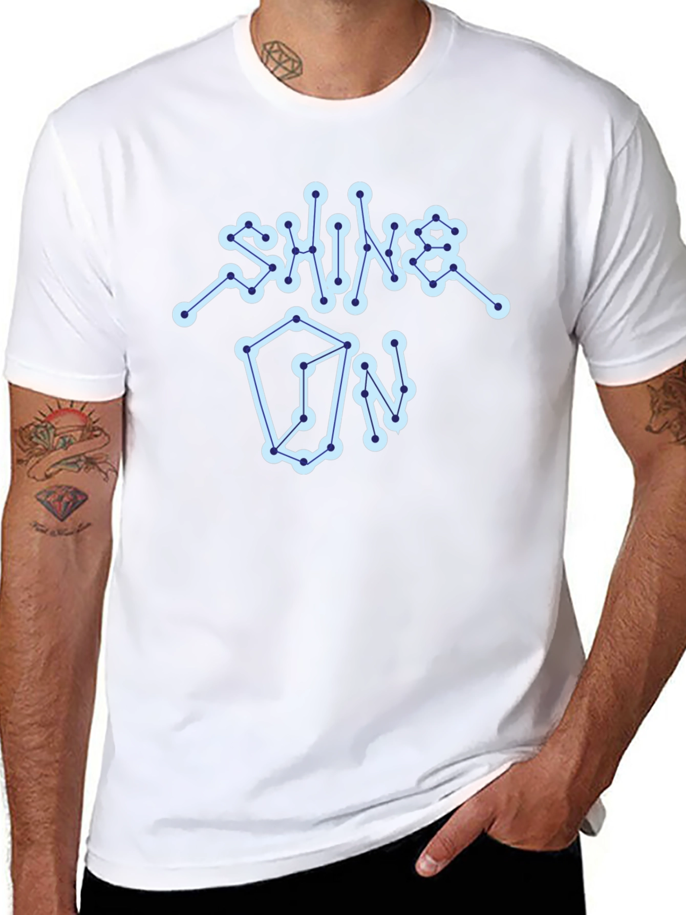Shine On Graphic Tee - Constellation Design Black