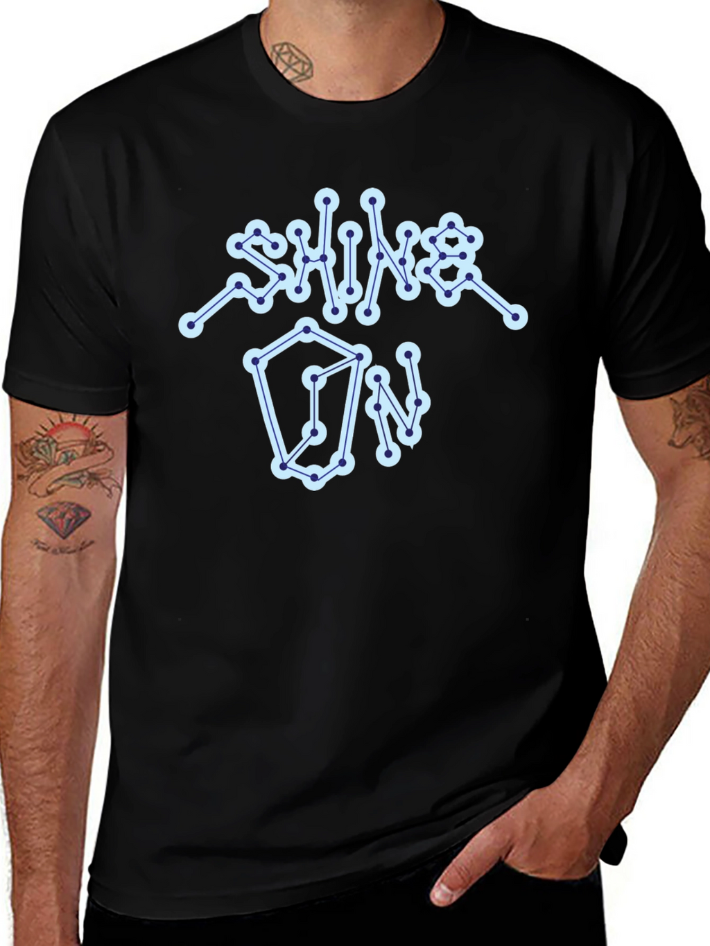 Shine On Graphic Tee - Constellation Design Black