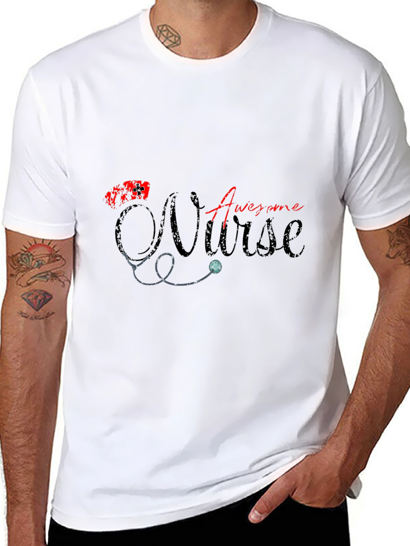 Awesome Nurse Graphic T-Shirt - Black