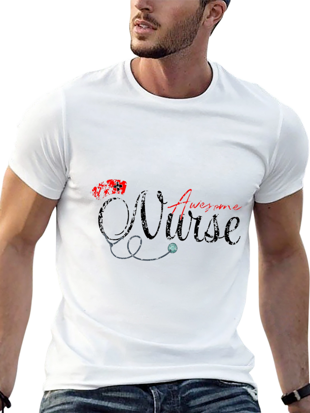 Awesome Nurse Graphic T-Shirt - Black