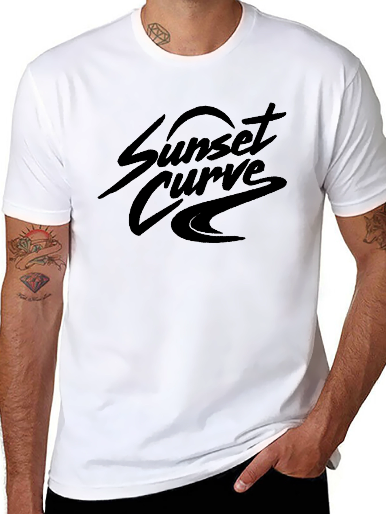 Sunset Curve Black Graphic T-Shirt