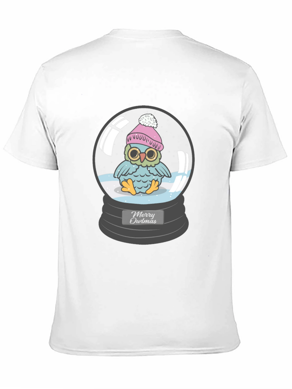 Merry Owlmas T-Shirt - Holiday Owl in Snow Globe