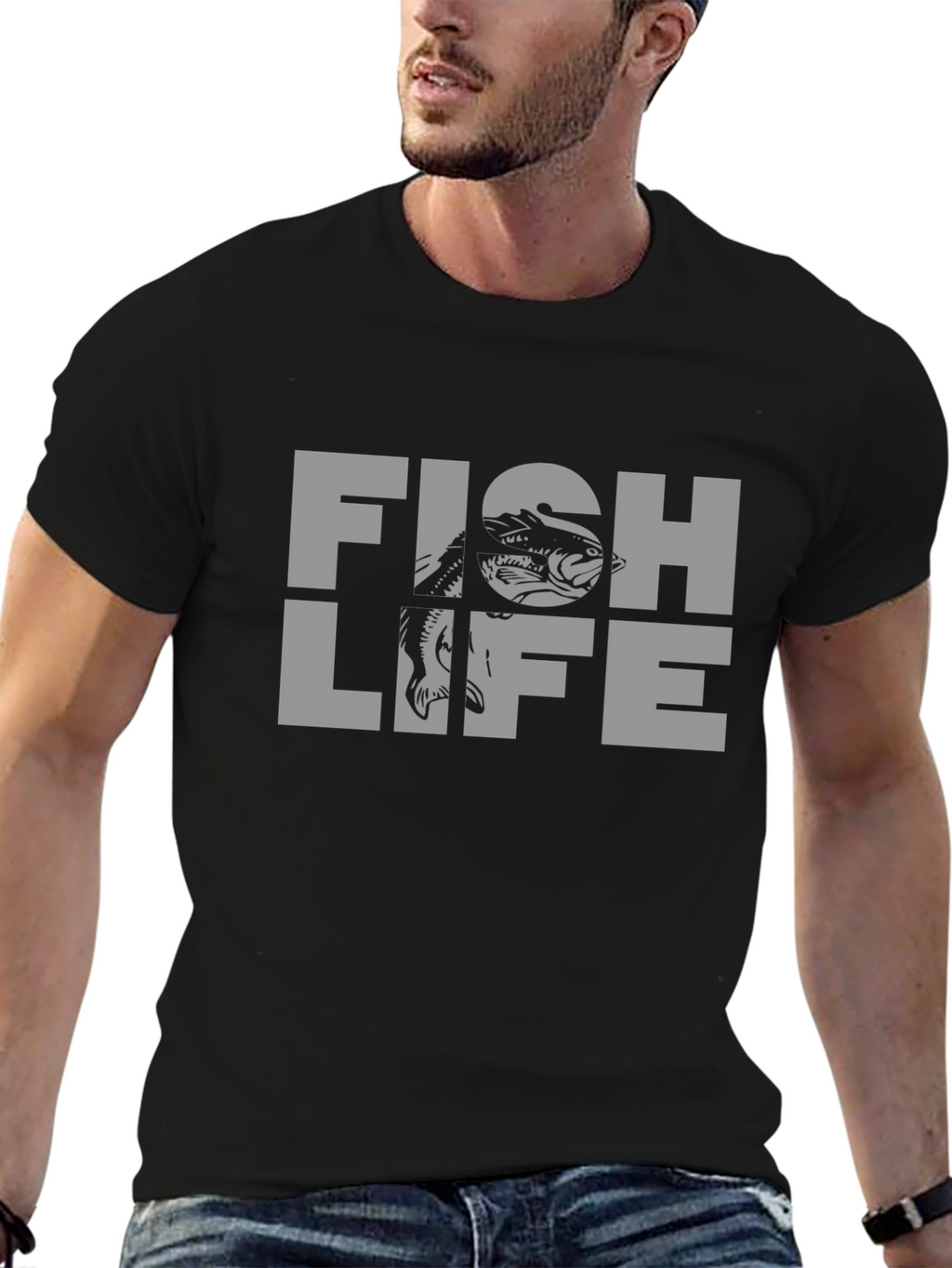 Fish Life Graphic T-Shirt - Black
