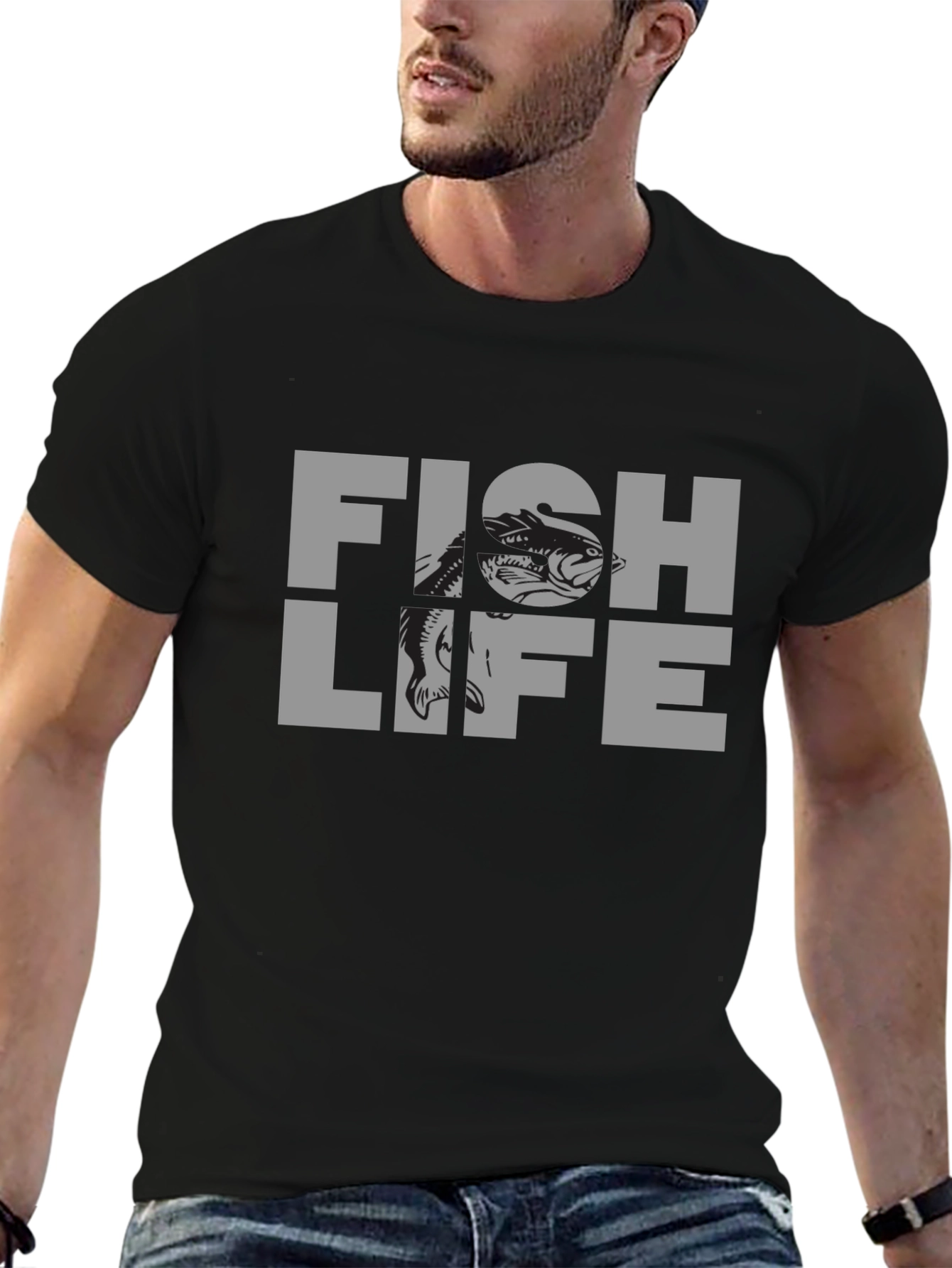 Fish Life Graphic T-Shirt - Black