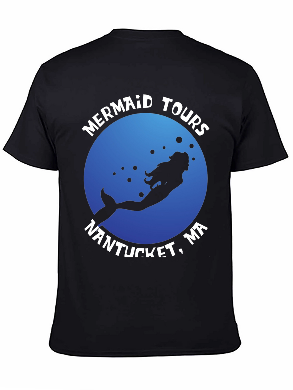 Mermaid Tours Nantucket MA Black T-Shirt
