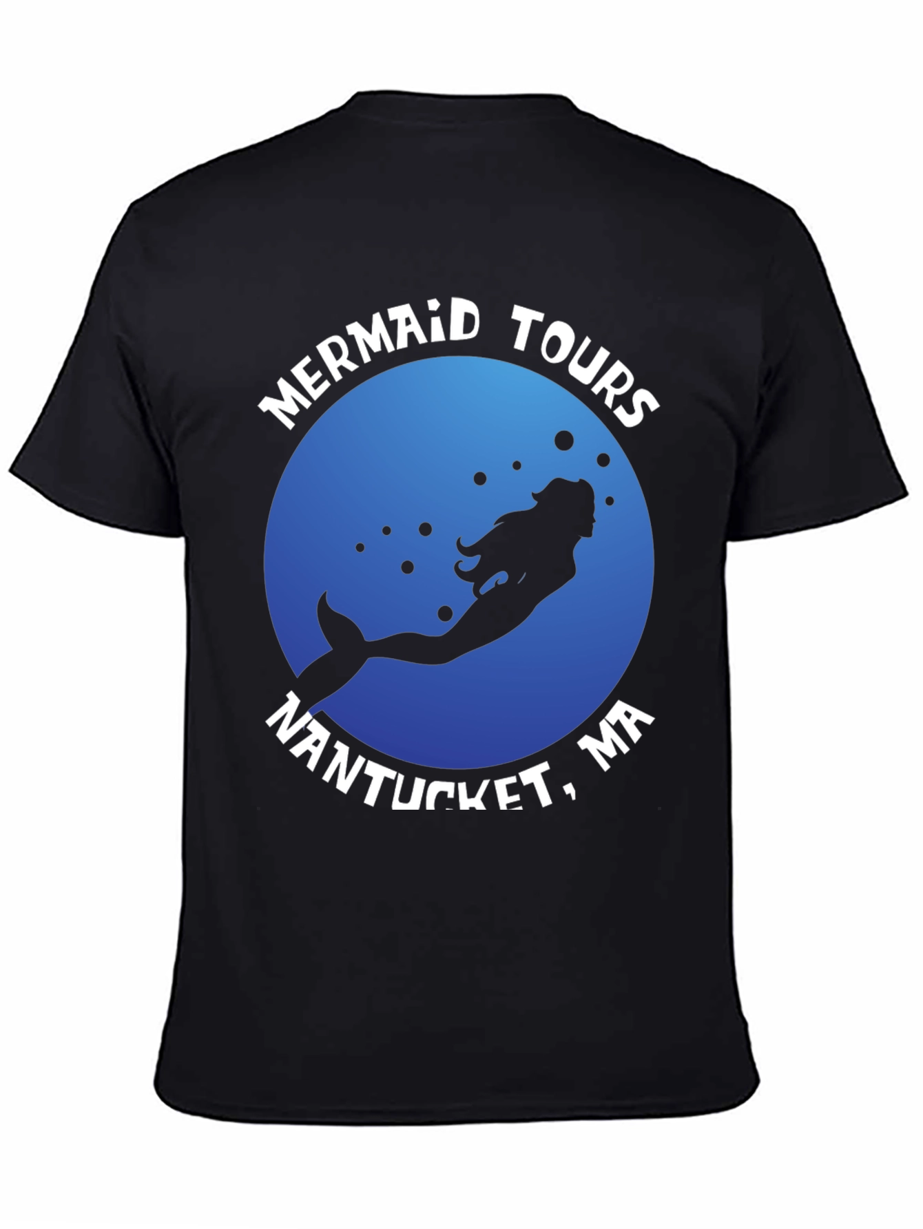 Mermaid Tours Nantucket MA Black T-Shirt