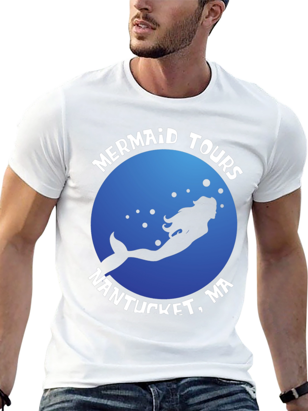 Mermaid Tours Nantucket MA Black T-Shirt
