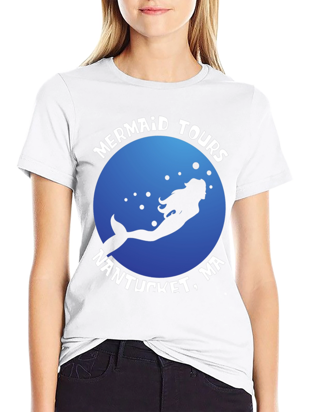 Mermaid Tours Nantucket MA Black T-Shirt