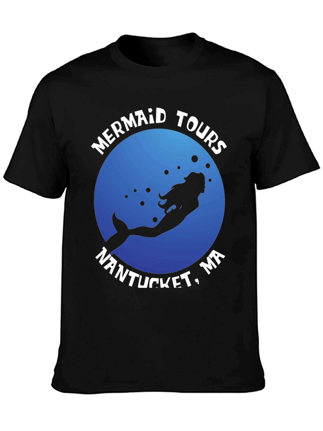 Mermaid Tours Nantucket MA Black T-Shirt