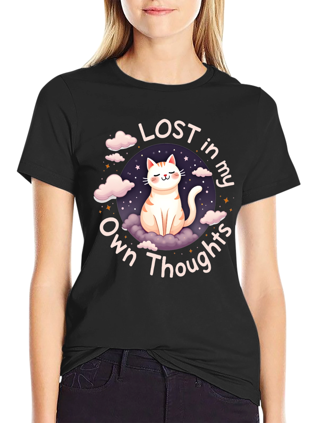 Lost in My Own Thoughts Cat Graphic T-Shirt