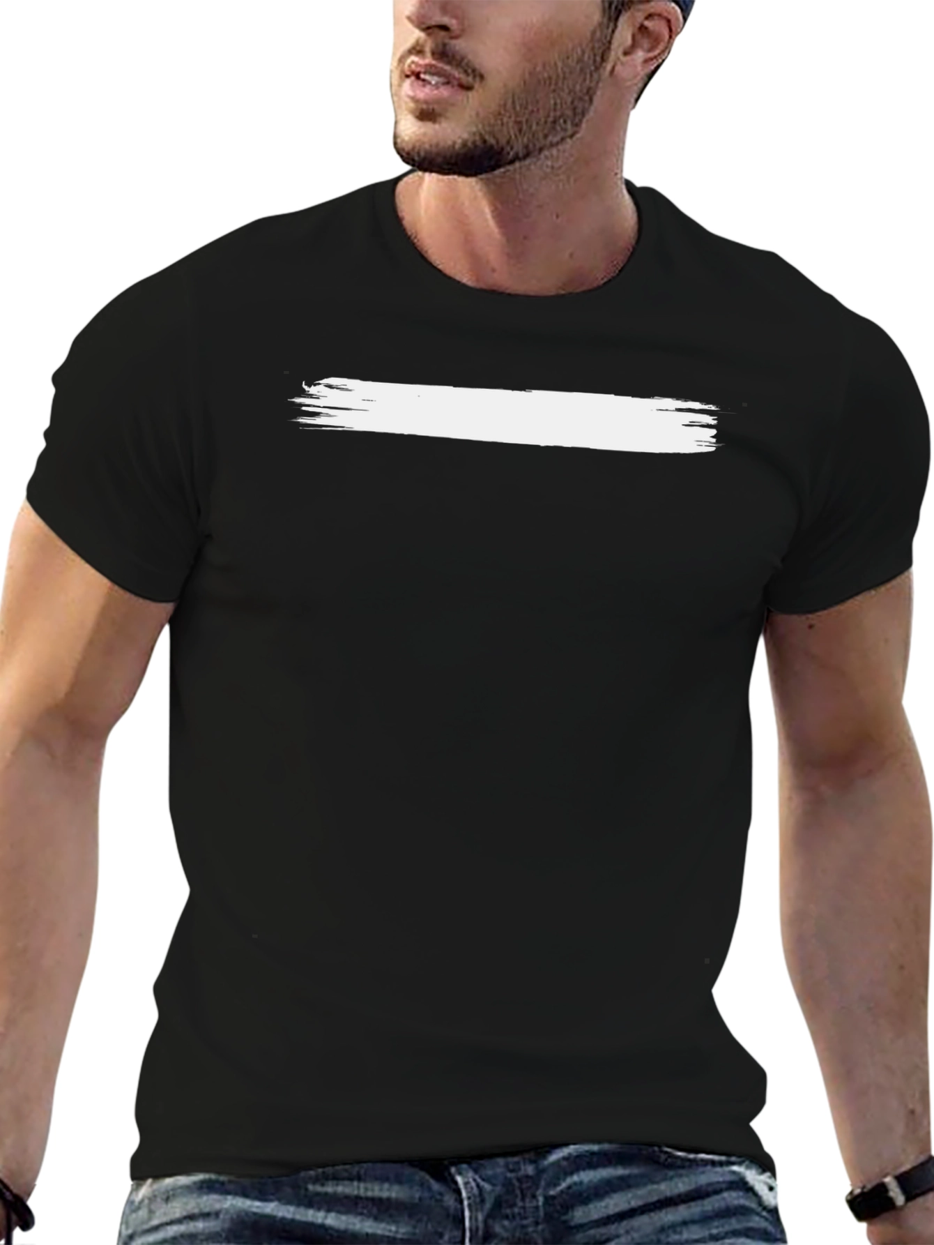 Modern Black T-Shirt with Brushstroke Design