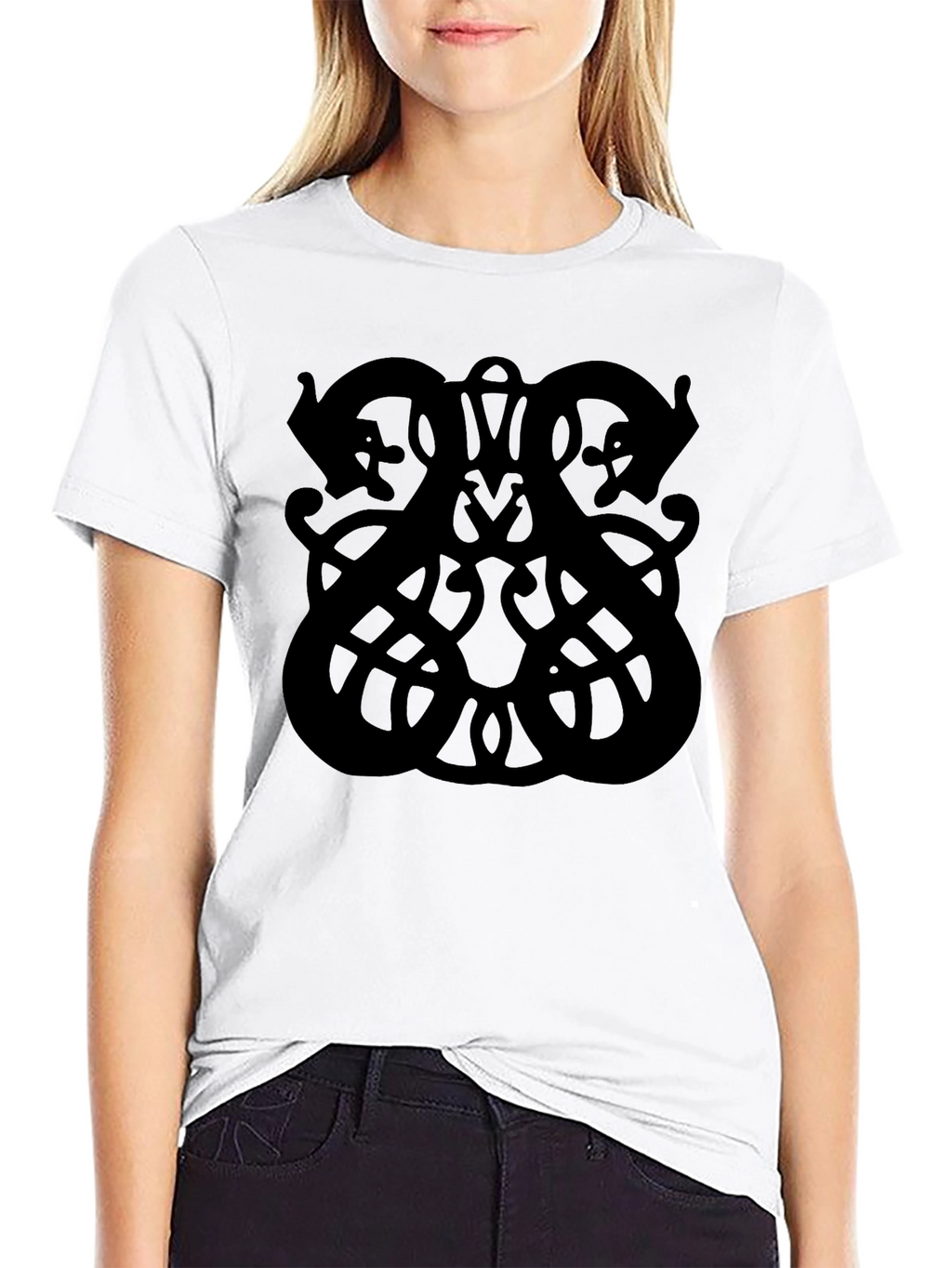 Norse Dragon Knot Black Graphic Tee