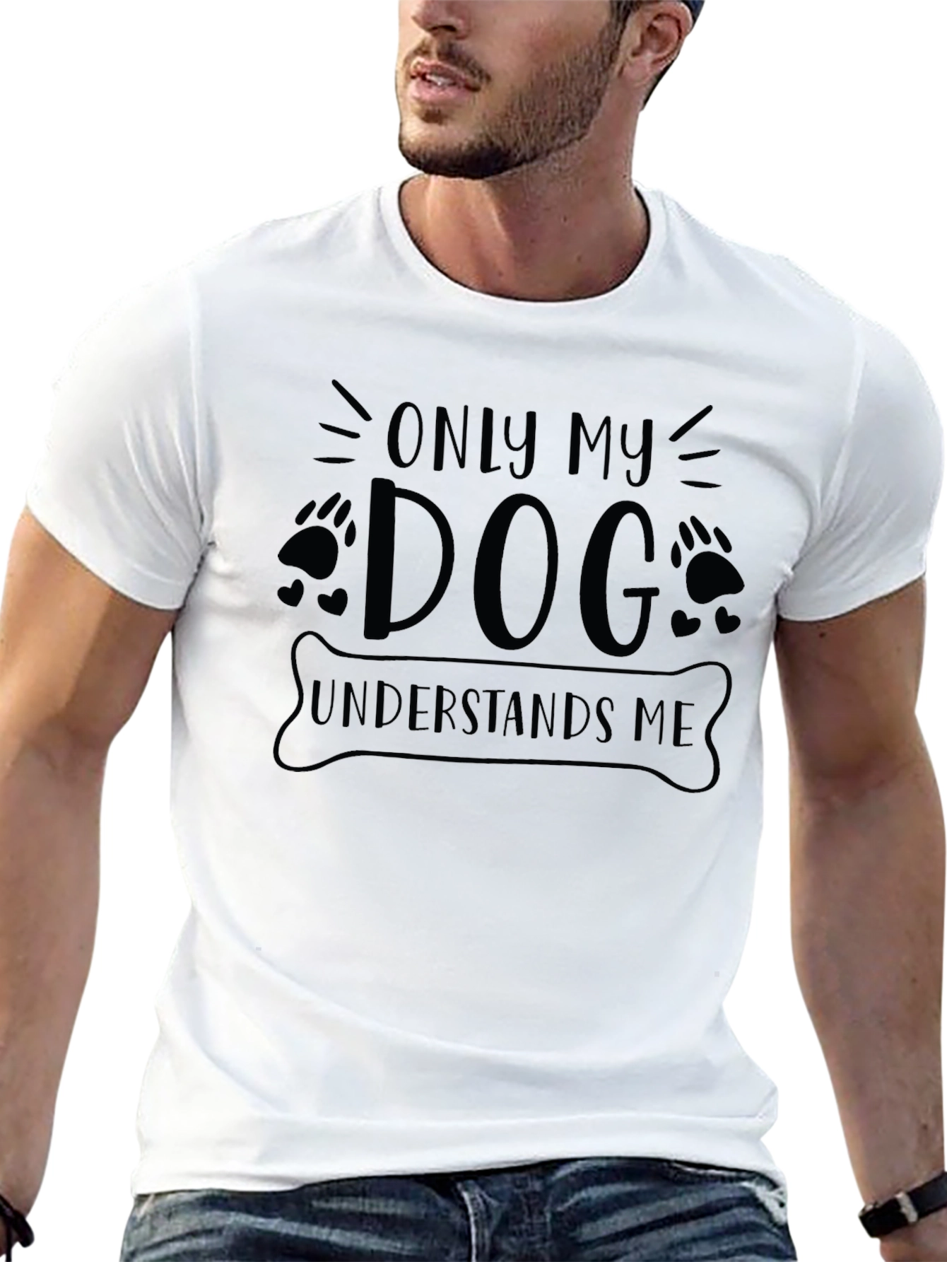 Only My Dog Understands Me Black Graphic T-Shirt