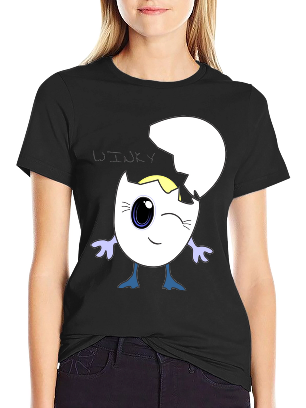 Winky Egg Graphic T-Shirt - Unique Cartoon Design