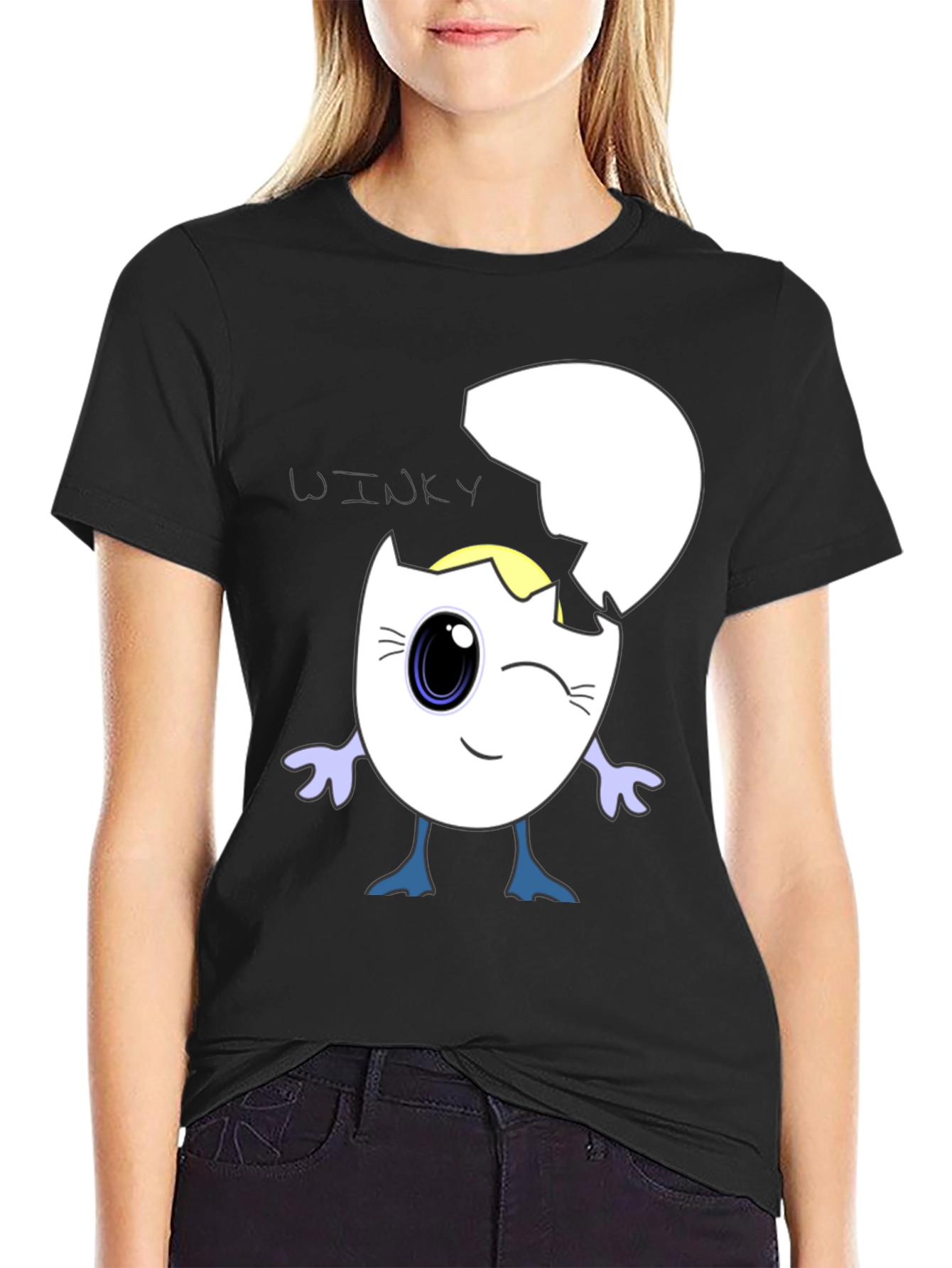 Winky Egg Graphic T-Shirt - Unique Cartoon Design