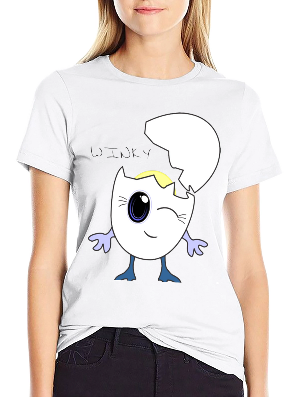 Winky Egg Graphic T-Shirt - Unique Cartoon Design