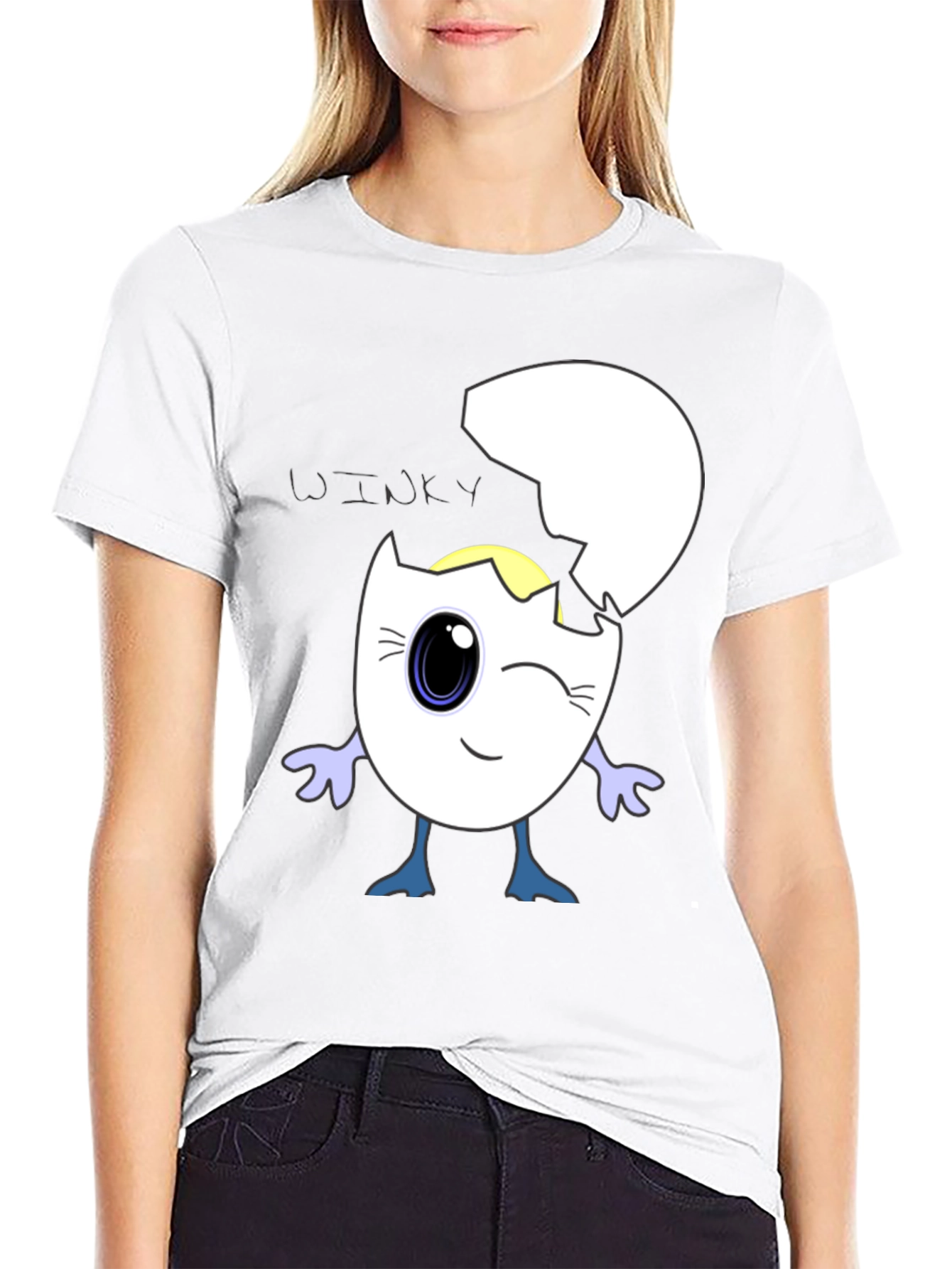 Winky Egg Graphic T-Shirt - Unique Cartoon Design