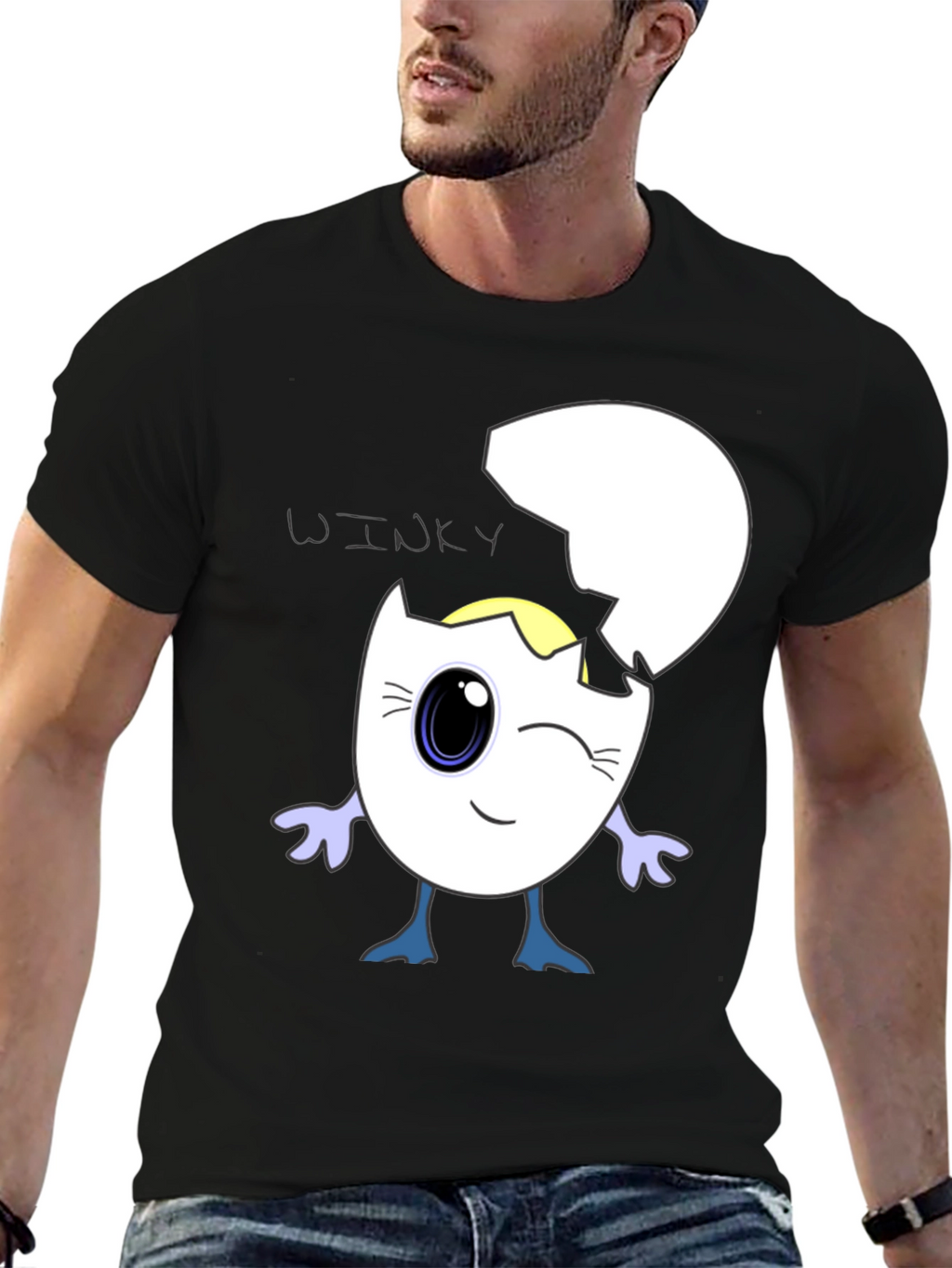Winky Egg Graphic T-Shirt - Unique Cartoon Design