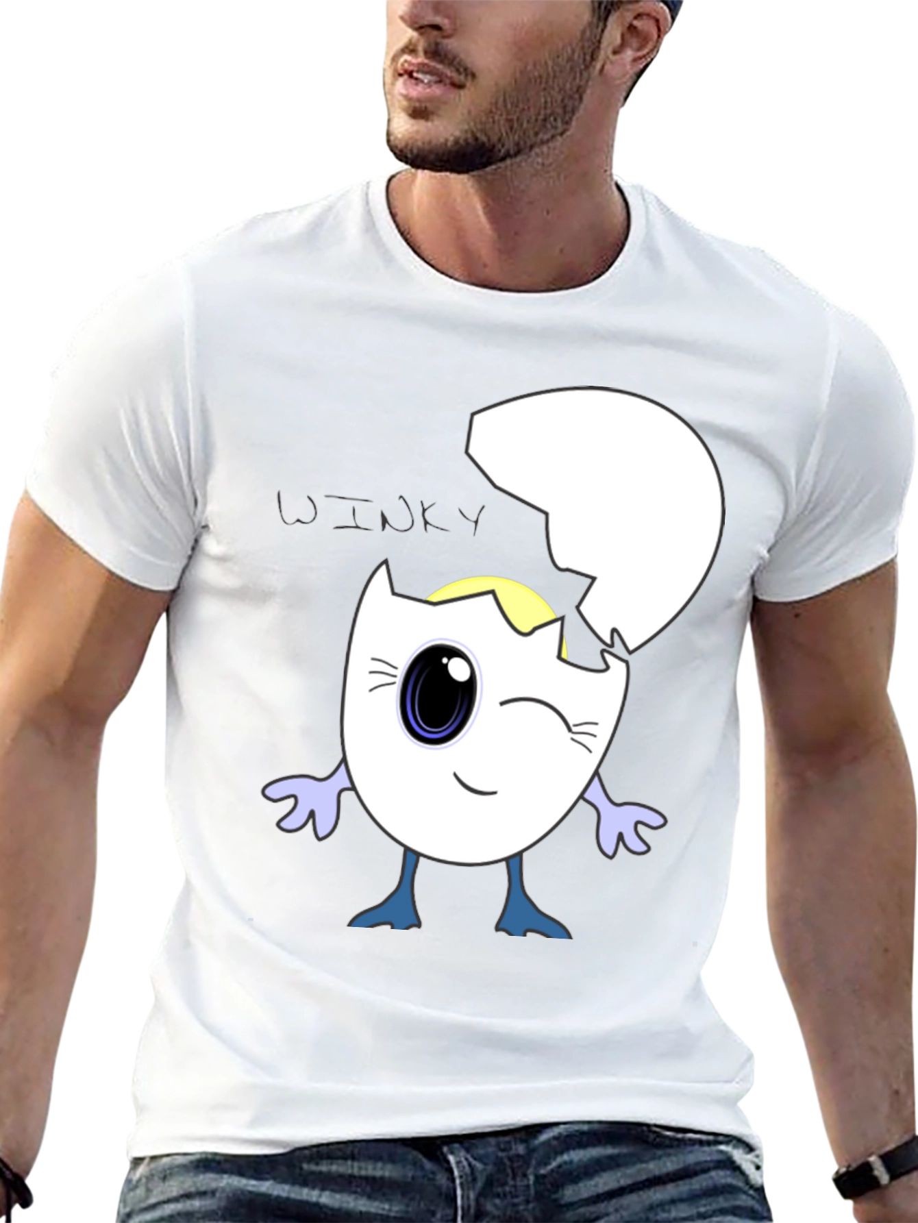 Winky Egg Graphic T-Shirt - Unique Cartoon Design