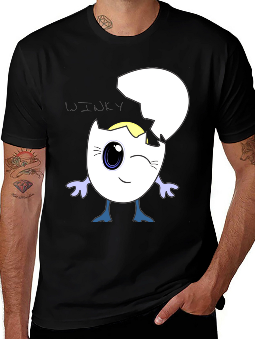 Winky Egg Graphic T-Shirt - Unique Cartoon Design